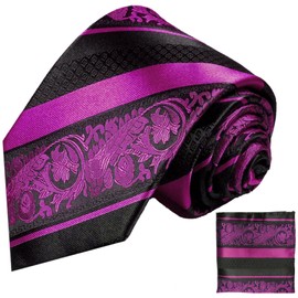 Paul Malone Pink and Black Patterned Silk Tie Set