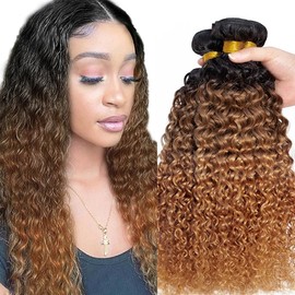 #30 Human Hair Bundles #4 Water Wave Bundles 26 28 30 inch 3 Bundles Ombre Brown Bundles Brown Human Hair Bundles #4/30 Water Wave Bundles T1B/4/30 Bundles