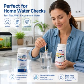Water Test Strip Kit for Home Water Checks – 100-Count Drinking, Tap, Well & Aquarium Testing Strips