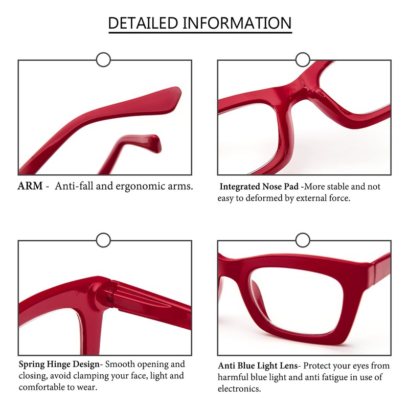 REAVEE 3 Pack Oprah Style Reading Glasses for Women Blue