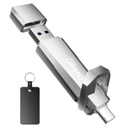 512G External Portable SSD USB Solid State Drive, Up to 1000MB/s USB 3.2 Gen 2 Solid State, Type C + A Dual Drive for Phone/Android Laptops/Windows/Mac, Silver