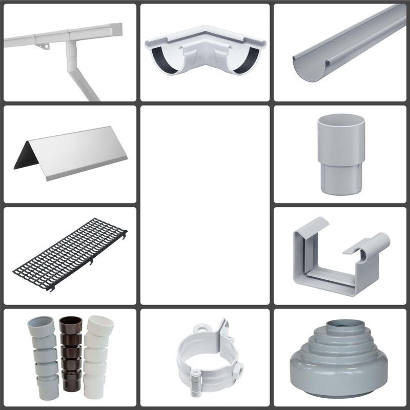 INEFA Drain pipe semicircular, PVC NW125/DN75 white hanging pipe gutter