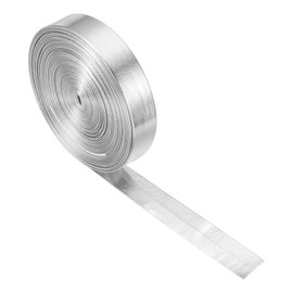 sourcing map Faux Leather Strips 0.6" Wide 197" Long Metallic Flat PU Leather Belt Strip Cord Soft Straps for Crafts Diy Sewing Traction Ropes, Silver