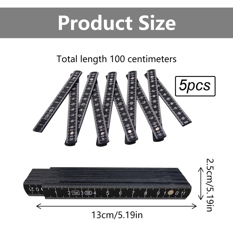 BDHYYM Pack of 5 Folding Ruler 1 m Plastic Folding