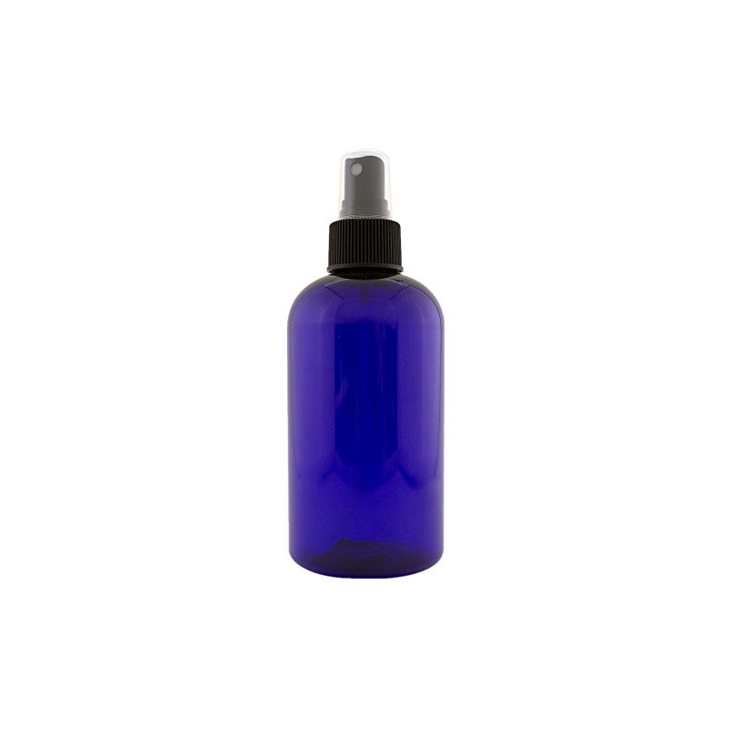 8 fl oz Cobalt Blue Plastic Bottle with Black Spray