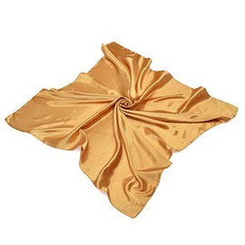 TrendsBlue Elegant Large Silk Feel Solid Color Satin Square Scarf Wrap 35 Inch, Mustard
