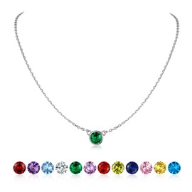 U7 1 Birthstone January Necklace, Women's, Cat, 925 Silver, Zirconia, Power Stone, Cute, Christmas Gift, Women's, Sterling Silver