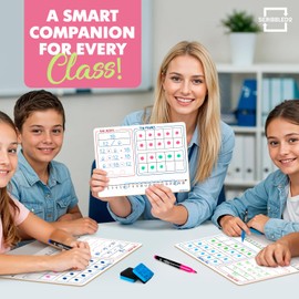 SCRIBBLEDO Bar Model, Ten Frame & Number Line 9x12 Double-Sided Dry Erase Math Manipulatives Board 1–120 Number Chart Reusable Whiteboard for Teacher Classroom Homeschool & Early Math Practice