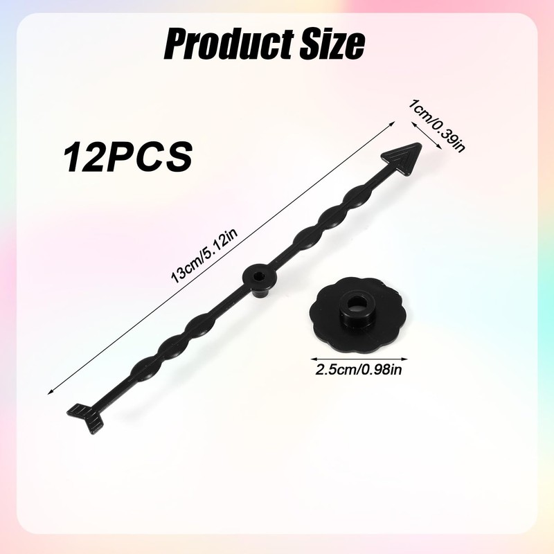 Pack of 12 Game Spinners, 13 cm Black Plastic Spinner