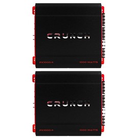 Crunch PX-1000.4, 4 Channel 1000 Watt, 4 Ohms Amp A/B Class Car Stereo Amplifier, Black, 2 Pack