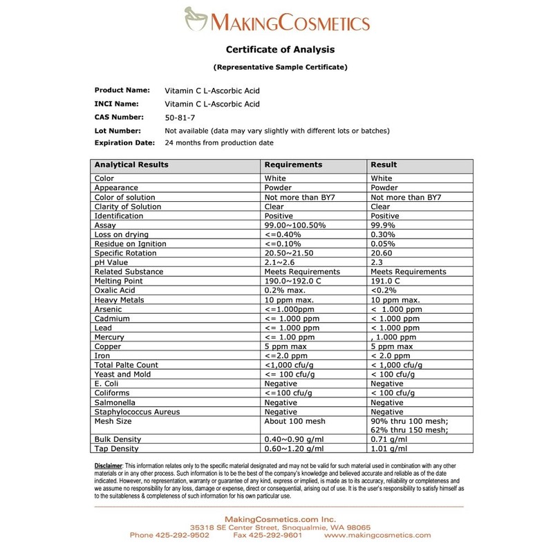 MakingCosmetics - Vitamin C Powder, USP-Grade (L-ascorbic Acid) - 1.8oz