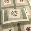 vctops Farmhouse Green 3 Piece Embroidered Floral Quilted Bedspread Quilt