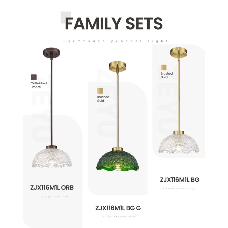 zeyu 2 Pack Pendant Lights, Kitchen Pendant Lighting Island, 10.4''
