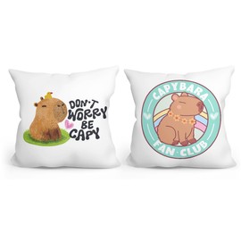 2 PCs Pillow Covers, Funny Capybara Throw Pillow Covers 18x18, Capybara Gifts Capybara Lovers Pillow Cases Decorative Cushion Covers Pillowcase Nursery Living Room Home Decor for Car Couch Bed