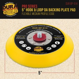 Dura-Gold Pro Series 5" Hook & Loop DA Backing Plate Pad - 14mm Thick Medium Profile Edge, Dual-Action Random Orbital Sanding Pad, 5/16" - 24 Threads - for Sander Polisher Auto Woodworking Sandpaper