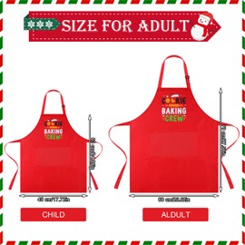 Suhine 4 Pack Christmas Matching Aprons Christmas Baking Crew Kitchen Apron for Family Cooking Baking(Kids,Red)