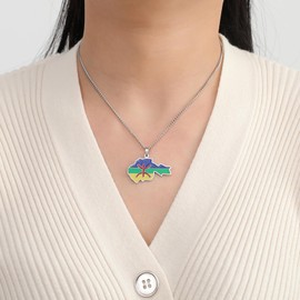 EUEAVAN African Berber Country Map Necklace African Berber Symbol Pendant African Ethnic Necklace Muslim Tribe Egypt Religious Kabyle Amazigh Jewelry for Women Men Gift (silver)