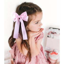 NCMAMA 2Pcs Hair Bows for Girls Hair Clip Pink Silk Hair Bow Ribbon Hair Accessories for Women Toddlers Infant Teens Kids(Pink)