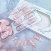 24Pcs Pink French Tip Press on Nails Medium Almond Fake