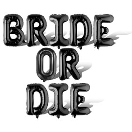 40inch Bride or Die Bachelorette Balloons - Jumbo Bride to Be Balloons for Bridal Shower Bride or Die Black Bachelorette Party Decorations and Engagement Party Supplies