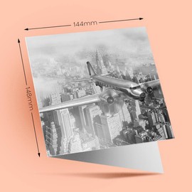 1 x Greeting Card Vintage Douglas DC-3 New York City Plane - Blank Birthday Celebration Anniversary #46397