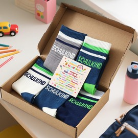 Jeasona 5 Pairs School Child Socks Boy Girl First Day of School Gift Boys Girls 6 Years - 8 Years First Day of School Gift, Multicolor-U0153A, 31 - 34