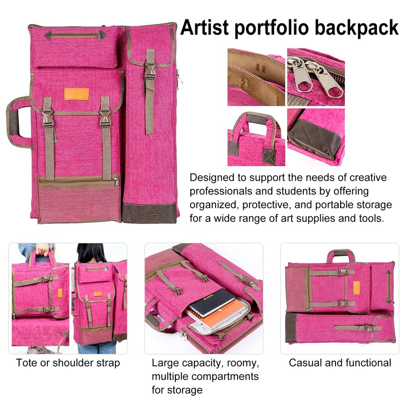 TRANSON Art Portfolio Case Artist Backpack Canvas Bag Large 26”