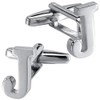 A-Z Initial Cufflink for Men, Classic 18k Gold Silver Black