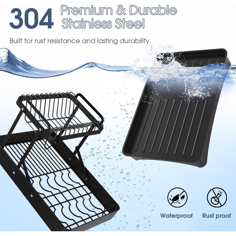 Dish Drying Rack for Kitchen Counter, 304 Stainless Steel 2