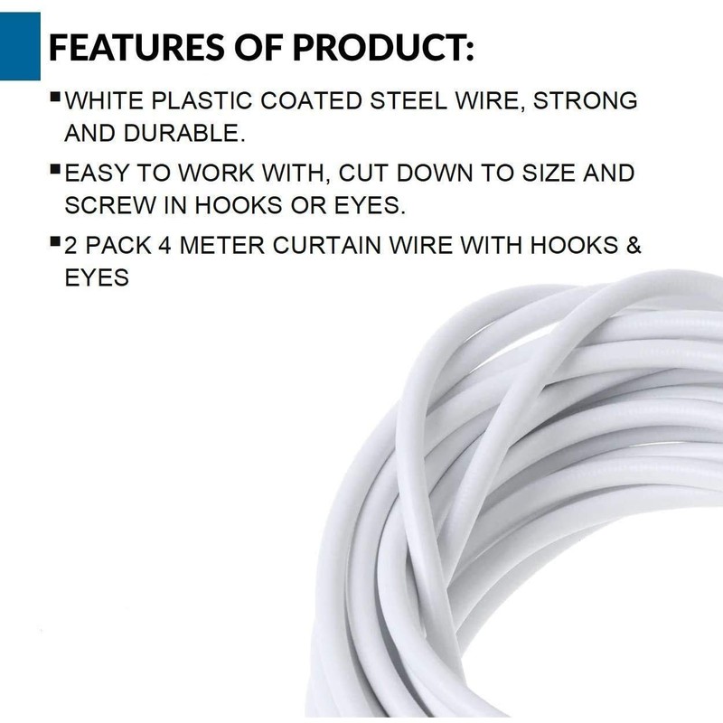 PISHI Curtain Wire Net Cord Cable For Multi-Purpose Voile with