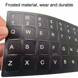 Replacement English Keyboard Letter Stickers, Universal English Keyboard Stickers with Black Background and White Lettering for PC Computer Laptop Desktop(3PCS,English)