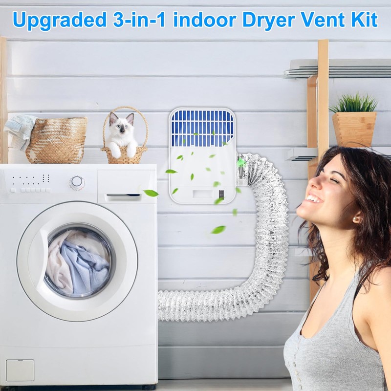 TenYoDaZonify 3-in-1 Indoor Dryer Vent Kit,Upgrade Energy Efficient Dryer Lint