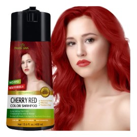 Shampoo Tinte Cubre Canas Rojo Cereza Herbishh 400ml