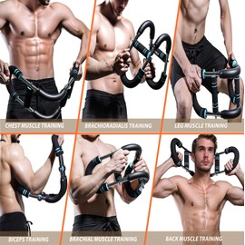 HSEONEJIA Twister Arm Trainer for Men Women, 40-100lb Adjustable Resistance Exercise Chest Expanders Workout Equipment with Hand Grip, Portable Detachable Design Fitness Machine for Home Office (Red)