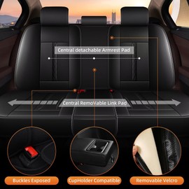 AOMSAZTO Car Seat Cover Fit for Subaru Outback 2010-2025 2026 Leather Vehicle Cushions Cover Seat Protector Automotive Full Set 5 Seat Covers Waterproof Compatible Airbag Black