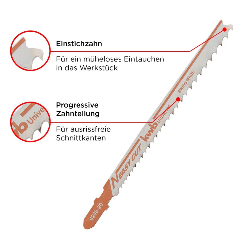 KWB Easy Cut Jigsaw Blades Universal Single Lug Shank 6248