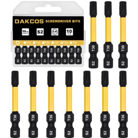 DAKCOS T30 Torx Bit, Impact Driver Bits, 1/4" Screwdriver Bit Sets, 10PCS Premium S2 Alloy Steel Bits, 50mm Long