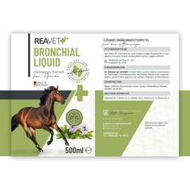 ReaVET Bronchial Liquid 500 ml, for Bronchi Horse, Cough Horse, Cough Herbs for Horses, Respiratory Support, Natural Product Without Additives