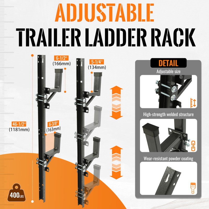 Kojem Adjustable Side Mount Ladder Rack Universal Steel Compatible with