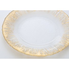 Vetro Felice 349122P Medium Plate Western Tableware Plate, Gold, 8.5 inches (21.5 cm), Happy Glass, Flash