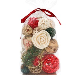 Qingbei Rina Christmas Decorative Balls,Assorted Wicker Rattan Balls,Red Decorative Balls for Centerpiece,Bowl Vase Filler,Decorative Orbs Spheres,Winter Thanksgiving Table Dining Home Decor
