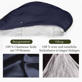 LILYSILK 100% Pure Silk Sleeping Mask Blindfold Natural Silk Filled Eye Cover Soft Skin-Friendly Sleeping Eye Mask with Adjustable Strap for Women and Men Dark Blue