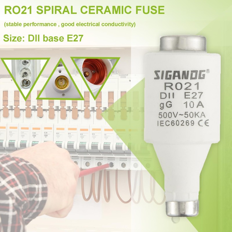 SIGANDG 10A DII E27 R021 Spiral Ceramic Fuses gG Diazed