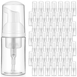 50Pcs Foam Pump Bottle 1oz Refillable Dispenser Bulk Travel Size Plastic Mini Empty Foaming Bottles 1 oz Portable Clear Foaming Pump Bottle for Lash Shampoo, Cleaning, Cosmetics (30ml)