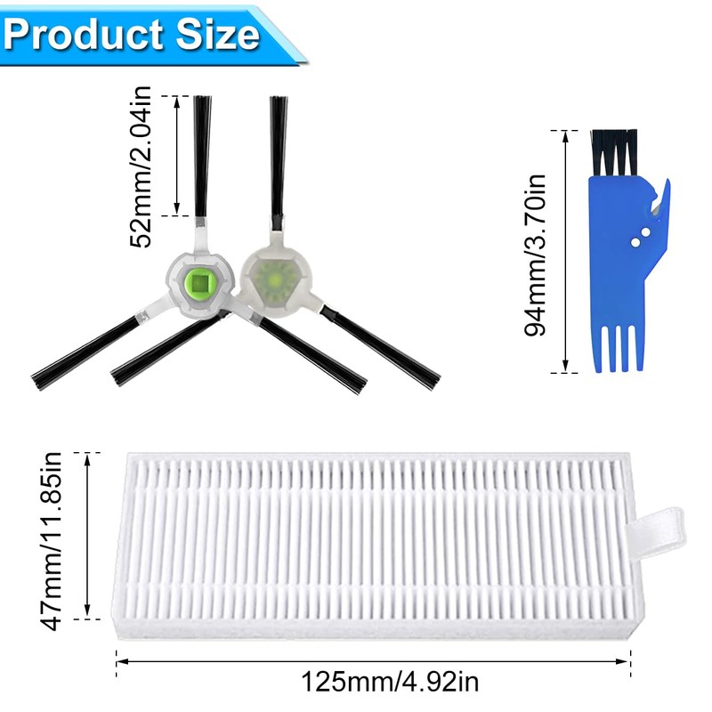 EATBALE Side Brush Filter Replacement for Lefant M210 M210B M213