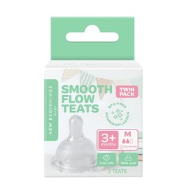 New Beginnings Smooth Flow Teats Twin Pack, Small (0+ months)