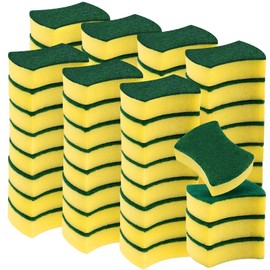 JEUIHAU 60 Pieces 10 x 8 x 3 cm Scouring Pads, Kitchen Cleaning Sponges, Double Sided Dish Sponge, Scratch Resistant for Kitchen, Household
