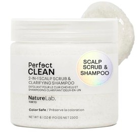 NatureLab Perfect Shine - Tratamiento para el cuero cabelludo seco + hidratante para el cuero cabelludo – exfoliante suave del cuero cabelludo ayuda a brillar el cabello con células madre de uva, perla + ácido hialurónico, sin parabenos (230 g)