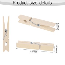 Wooden Clothes Pins,2.9 Inch Large Wooden Clothespins Photo Clips,Rust Resistant Hardwood Clothespins,Heavy Duty Clothes Pegs for Hanging Clothes Outdoor,Photo,Wall Crafts and Decoration (50pcs)