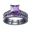 SHELOVES Black Gold Plated Purple Amethyst Princess CZ Womens Wedding